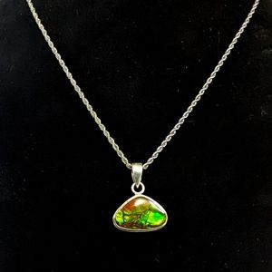 10 Carat Sterling Silver Ammolite Opal Pendant